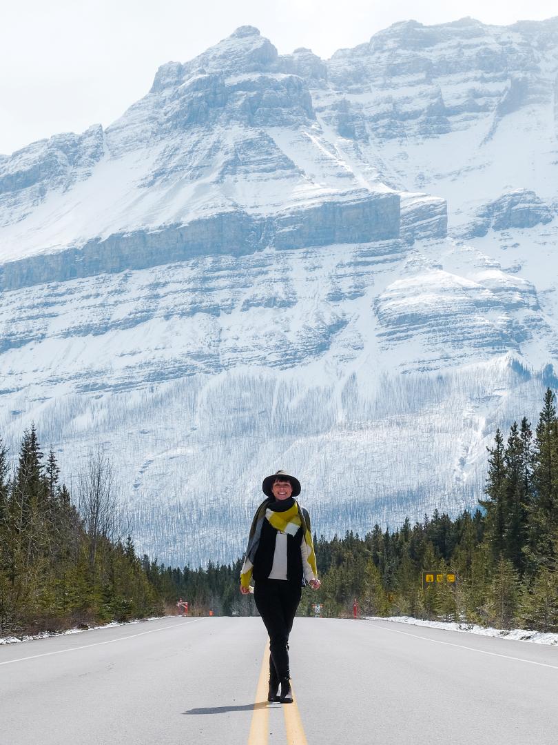 Walking on Icefields Parkway, Canada