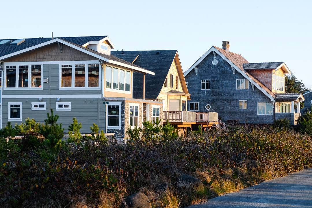 Coastal houses at Seaside's promenade