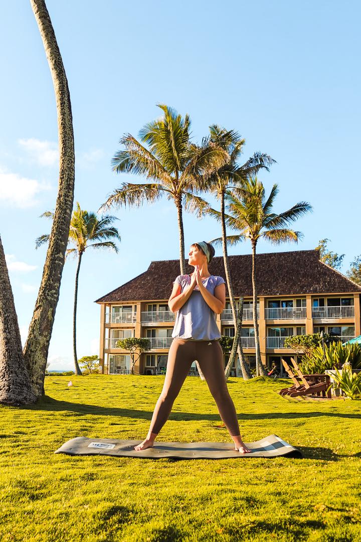 Daily morning yoga at ISO Hotel Kauai